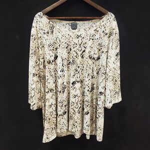 Clara Sun Woo Womens Artsy Animal Print Career Top Size 3X Mob Wife 3/4 Sleeve